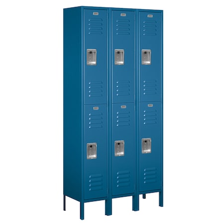 Salsbury Industries Wardrobe Locker, 36" W, 12" D, 78" H, (3) Wide, (6) Openings, Blue 62362BL-U